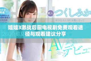 姐姐3激戰(zhàn)后廚電視劇免費觀看途徑與觀看建議分享