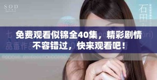 免費觀看似錦全40集，精彩劇情不容錯過，快來觀看吧！