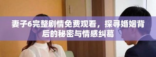 妻子6完整劇情免費(fèi)觀看，探尋婚姻背后的秘密與情感糾葛