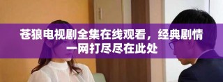 蒼狼電視劇全集在線觀看，經(jīng)典劇情一網(wǎng)打盡盡在此處