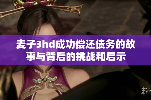 麥子3hd成功償還債務(wù)的故事與背后的挑戰(zhàn)和啟示