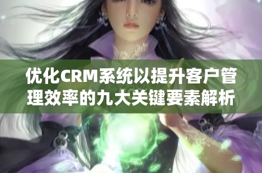 優(yōu)化CRM系統(tǒng)以提升客戶管理效率的九大關鍵要素解析