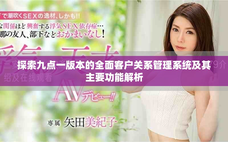 探索九點一版本的全面客戶關系管理系統(tǒng)及其主要功能解析
